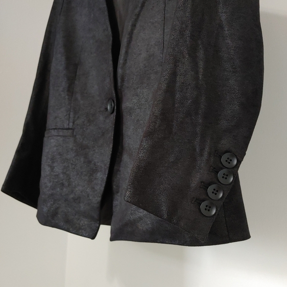 CAPULET | Womens Black Faux Leather Blazer Jacket - Picture 4 of 9